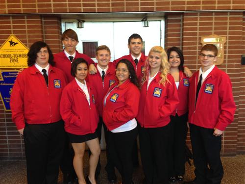 Students in Skills USA uniforms. 